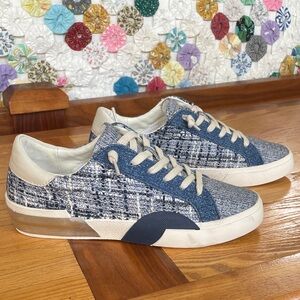 Dolce Vita Zina Tweed Low Top Sneakers Women’s 7 Blue White Casual Retro Style